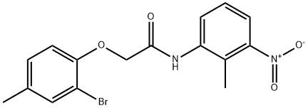 2-(2-bromo-4-methylphenoxy)-N-(2-methyl-3-nitrophenyl)acetamide 结构式