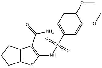 2-{[(3,4-dimethoxyphenyl)sulfonyl]amino}-5,6-dihydro-4H-cyclopenta[b]thiophene-3-carboxamide 结构式
