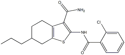 2-[(2-chlorobenzoyl)amino]-6-propyl-4,5,6,7-tetrahydro-1-benzothiophene-3-carboxamide 结构式