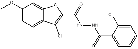 3-chloro-N'-(2-chlorobenzoyl)-6-methoxy-1-benzothiophene-2-carbohydrazide 结构式