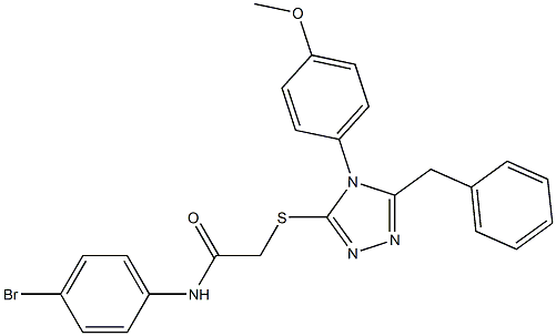 2-{[5-benzyl-4-(4-methoxyphenyl)-4H-1,2,4-triazol-3-yl]sulfanyl}-N-(4-bromophenyl)acetamide 结构式