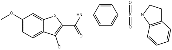 3-chloro-N-[4-(2,3-dihydro-1H-indol-1-ylsulfonyl)phenyl]-6-methoxy-1-benzothiophene-2-carboxamide 结构式