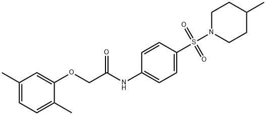 2-(2,5-dimethylphenoxy)-N-{4-[(4-methyl-1-piperidinyl)sulfonyl]phenyl}acetamide 结构式