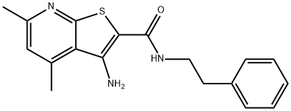 3-amino-4,6-dimethyl-N-(2-phenylethyl)thieno[2,3-b]pyridine-2-carboxamide 结构式