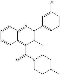 2-(3-chlorophenyl)-3-methyl-4-[(4-methyl-1-piperidinyl)carbonyl]quinoline 结构式
