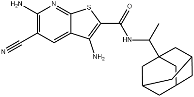 N-[1-(1-adamantyl)ethyl]-3,6-diamino-5-cyanothieno[2,3-b]pyridine-2-carboxamide 结构式