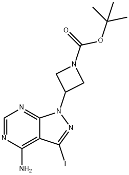 3-(4-氨基-3-碘-1H-吡唑并[3,4-D]嘧啶-1-基)- 氮杂环丁烷-1-羧酸叔丁酯 结构式