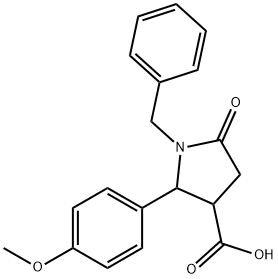 1-benzyl-2-(4-methoxyphenyl)-5-oxo-3-pyrrolidinecarboxylic acid 结构式