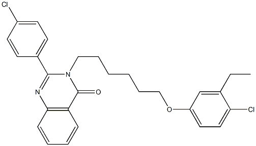 3-[6-(4-chloro-3-ethylphenoxy)hexyl]-2-(4-chlorophenyl)quinazolin-4-one 结构式