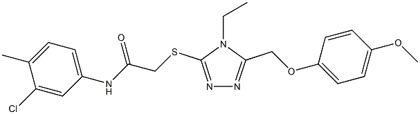 N-(3-chloro-4-methylphenyl)-2-({4-ethyl-5-[(4-methoxyphenoxy)methyl]-4H-1,2,4-triazol-3-yl}sulfanyl)acetamide 结构式