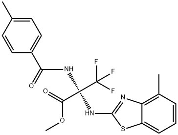 methyl 3,3,3-trifluoro-2-[(4-methyl-1,3-benzothiazol-2-yl)amino]-2-[(4-methylbenzoyl)amino]propanoate 结构式