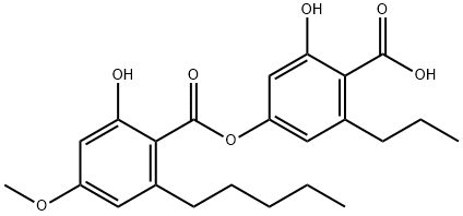 Benzoic acid, 2-hydroxy-4-[(2-hydroxy-4-methoxy-6-pentylbenzoyl)oxy]-6-propyl- 结构式