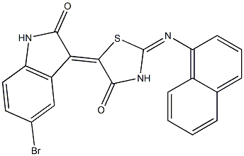 5-bromo-3-[2-(1-naphthylimino)-4-oxo-1,3-thiazolidin-5-ylidene]-1,3-dihydro-2H-indol-2-one 结构式