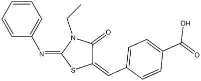 4-{[3-ethyl-4-oxo-2-(phenylimino)-1,3-thiazolidin-5-ylidene]methyl}benzoic acid 结构式