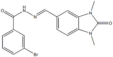3-bromo-N'-[(1,3-dimethyl-2-oxo-2,3-dihydro-1H-benzimidazol-5-yl)methylene]benzohydrazide 结构式