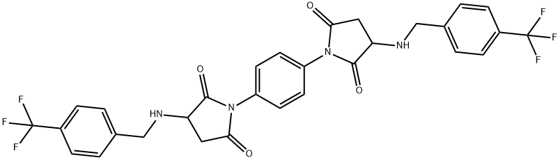 1-[4-(2,5-dioxo-3-{[4-(trifluoromethyl)benzyl]amino}-1-pyrrolidinyl)phenyl]-3-{[4-(trifluoromethyl)benzyl]amino}-2,5-pyrrolidinedione 结构式