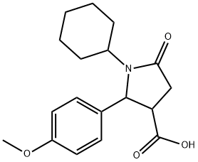 1-cyclohexyl-2-(4-methoxyphenyl)-5-oxo-3-pyrrolidinecarboxylic acid 结构式