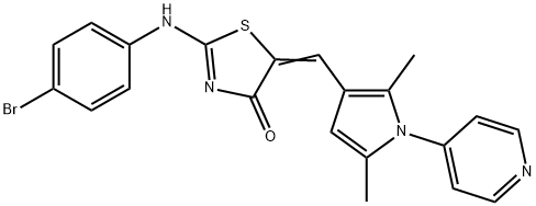 2-[(4-bromophenyl)imino]-5-{[2,5-dimethyl-1-(4-pyridinyl)-1H-pyrrol-3-yl]methylene}-1,3-thiazolidin-4-one 结构式