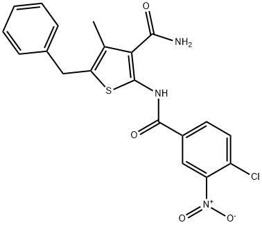 5-benzyl-2-[(4-chloro-3-nitrobenzoyl)amino]-4-methyl-3-thiophenecarboxamide 结构式