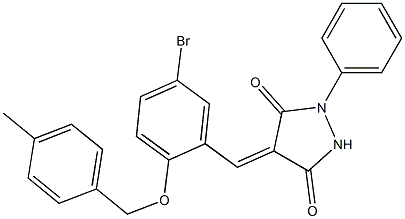 4-{5-bromo-2-[(4-methylbenzyl)oxy]benzylidene}-1-phenyl-3,5-pyrazolidinedione 结构式