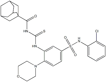 3-({[(1-adamantylcarbonyl)amino]carbothioyl}amino)-N-(2-chlorophenyl)-4-(4-morpholinyl)benzenesulfonamide 结构式