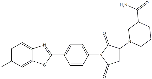 1-{1-[4-(6-methyl-1,3-benzothiazol-2-yl)phenyl]-2,5-dioxo-3-pyrrolidinyl}-3-piperidinecarboxamide 结构式