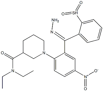 N,N-diethyl-1-{4-nitro-2-[2-(phenylsulfonyl)carbohydrazonoyl]phenyl}-3-piperidinecarboxamide 结构式