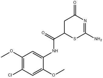 2-amino-N-(4-chloro-2,5-dimethoxyphenyl)-4-oxo-5,6-dihydro-4H-1,3-thiazine-6-carboxamide 结构式