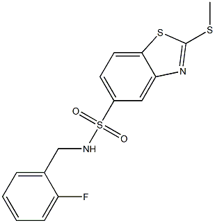 N-(2-fluorobenzyl)-2-(methylsulfanyl)-1,3-benzothiazole-5-sulfonamide 结构式