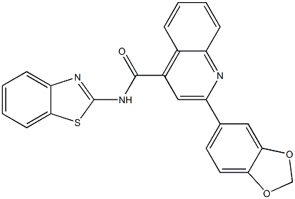 2-(1,3-benzodioxol-5-yl)-N-(1,3-benzothiazol-2-yl)quinoline-4-carboxamide 结构式