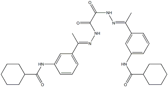 N-(3-{N-[[2-(1-{3-[(cyclohexylcarbonyl)amino]phenyl}ethylidene)hydrazino](oxo)acetyl]ethanehydrazonoyl}phenyl)cyclohexanecarboxamide 结构式