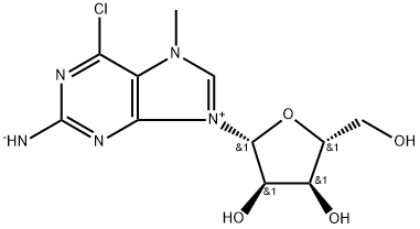 2-氨基-6-氯-7-甲基-9-(B-D-D-呋喃核糖基)嘌呤 结构式