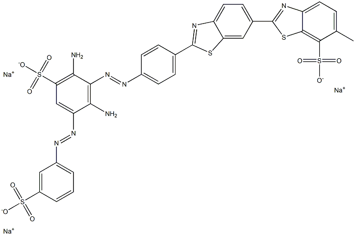 [2,6'-Bibenzothiazole]-7-sulfonic acid, 2'-[4-[[2,6-diamino-3-sulfo-5-[(3-sulfophenyl)azo]phenyl]azo]phenyl]-6-methyl-, trisodium salt 结构式