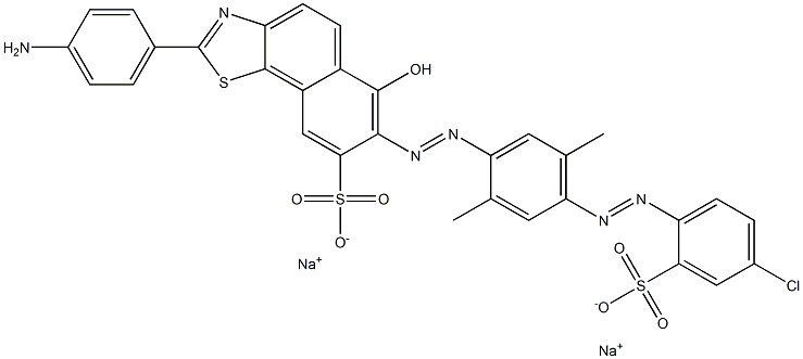 Naphtho[2,1-d]thiazole-8-sulfonic acid, 2-(4-aminophenyl)-7-[[4-[(4-chloro-2-sulfophenyl)azo]-2,5-dimethylphenyl]azo]-6-hydroxy-, disodium salt 结构式