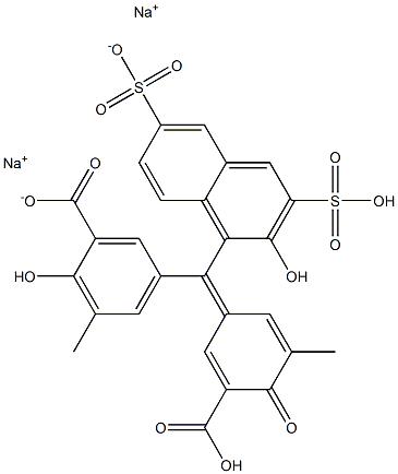 Benzoic acid, 5-[(3-carboxy-5-methyl-4-oxo-2,5-cyclohexadien-1-ylidene)(2-hydroxy-3,6-disulfo-1-naphthalenyl)methyl]-2-hydroxy-3-methyl-, disodium salt 结构式