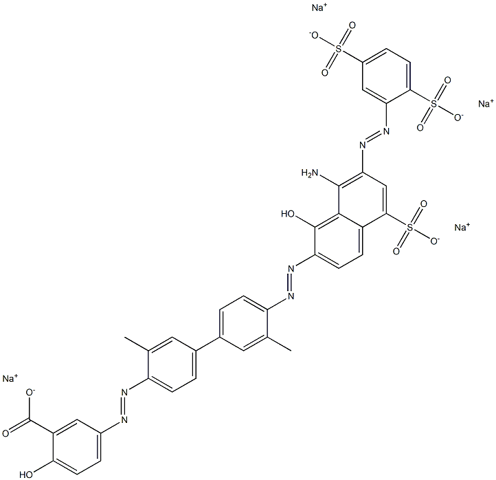 Benzoic acid, 5-[[4'-[[8-amino-7-[(2,5-disulfophenyl)azo]-1-hydroxy-5-sulfo-2-naphthalenyl]azo]-3,3'-dimethyl[1,1'-biphenyl]-4-yl]azo]-2-hydroxy-, tetrasodium salt 结构式