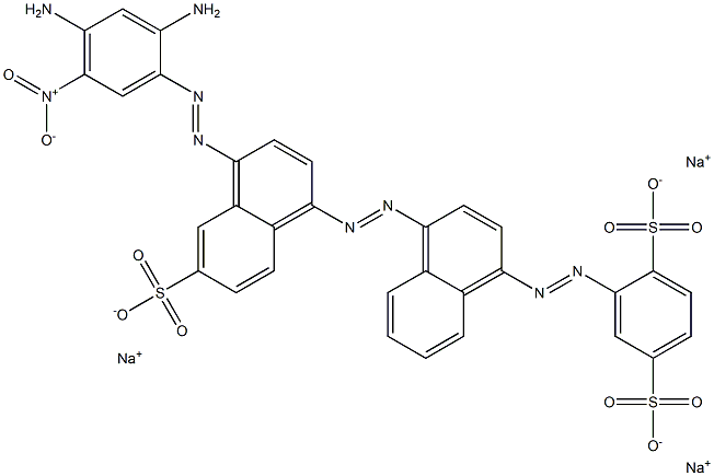1,4-Benzenedisulfonic acid, 2-[[4-[[4-[(2,4-diamino-5-nitrophenyl)azo]-6-sulfo-1-naphthalenyl]azo]-1-naphthalenyl]azo]-, trisodium salt 结构式