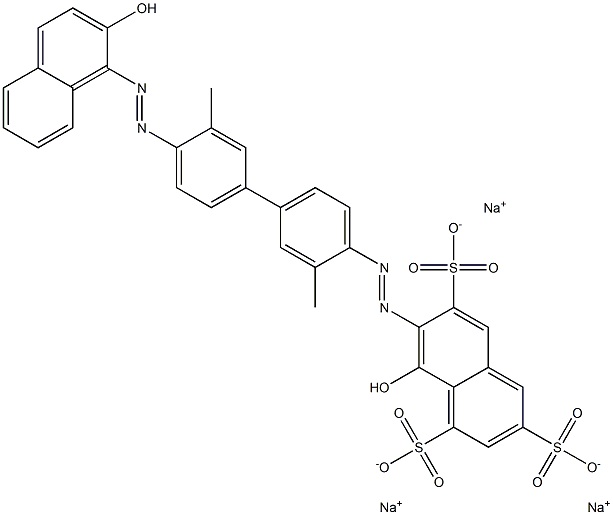 1,3,6-Naphthalenetrisulfonic acid, 8-hydroxy-7-[[4'-[(2-hydroxy-1-naphthalenyl)azo]-3,3'-dimethyl[1,1'-biphenyl]-4-yl]azo]-, trisodium salt 结构式