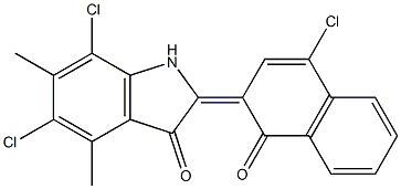 3H-Indol-3-one, 5,7-dichloro-2-(4-chloro-1-oxo-2(1H)-naphthalenylidene)-1,2-dihydro-4,6-dimethyl- 结构式