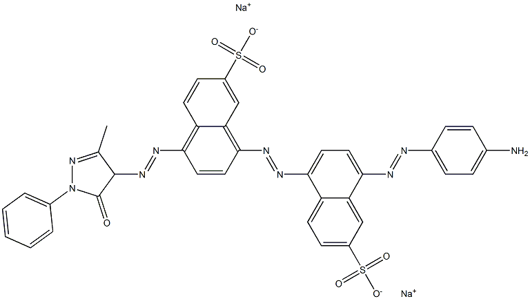 2-Naphthalenesulfonic acid, 8-[(4-aminophenyl)azo]-5-[[4-[(4,5-dihydro-3-methyl-5-oxo-1-phenyl-1H-pyrazol-4-yl)azo]-7-sulfo-1-naphthalenyl]azo]-, disodium salt 结构式