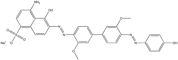 1-Naphthalenesulfonic acid, 4-amino-5-hydroxy-6-[[4'-[(4-hydroxyphenyl)azo]-3,3'-dimethoxy[1,1'-biphenyl]-4-yl]azo]-, monosodium salt 结构式