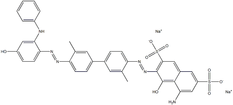 2,7-Naphthalenedisulfonic acid, 5-amino-4-hydroxy-3-[[4'-[[4-hydroxy-2-(phenylamino)phenyl]azo]-3,3'-dimethyl[1,1'-biphenyl]-4-yl]azo]-, disodium salt 结构式