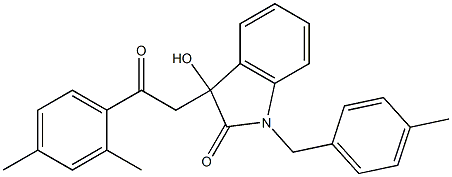 3-[2-(2,4-dimethylphenyl)-2-oxoethyl]-3-hydroxy-1-(4-methylbenzyl)-1,3-dihydro-2H-indol-2-one 结构式