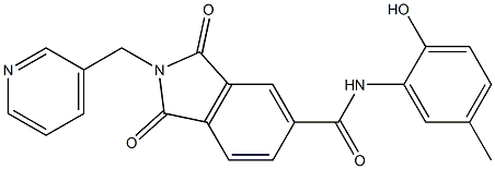 N-(2-hydroxy-5-methylphenyl)-1,3-dioxo-2-(3-pyridinylmethyl)-5-isoindolinecarboxamide 结构式