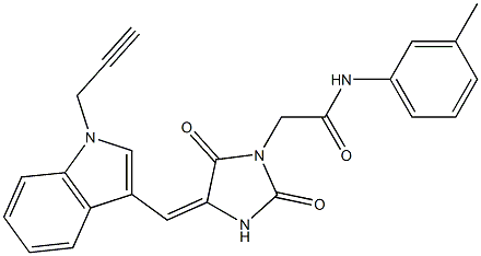 2-(2,5-dioxo-4-{[1-(2-propynyl)-1H-indol-3-yl]methylene}-1-imidazolidinyl)-N-(3-methylphenyl)acetamide 结构式