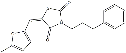 5-[(5-methyl-2-furyl)methylene]-3-(3-phenylpropyl)-1,3-thiazolidine-2,4-dione 结构式