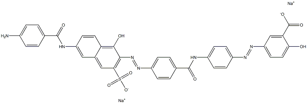 Benzoic acid, 5-[[4-[[4-[[6-[(4-aminobenzoyl)amino]-1-hydroxy-3-sulfo-2-naphthalenyl]azo]benzoyl]amino]phenyl]azo]-2-hydroxy-, disodium salt 结构式