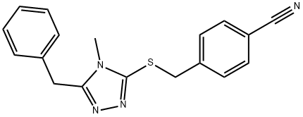 4-{[(5-benzyl-4-methyl-4H-1,2,4-triazol-3-yl)sulfanyl]methyl}benzonitrile 结构式