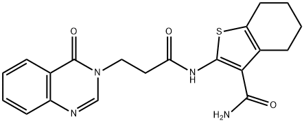 2-{[3-(4-oxo-3(4H)-quinazolinyl)propanoyl]amino}-4,5,6,7-tetrahydro-1-benzothiophene-3-carboxamide 结构式