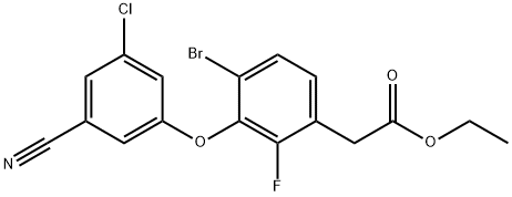 Benzeneacetic acid, 4-bromo-3-(3-chloro-5-cyanophenoxy)-2-fluoro-, ethyl ester 结构式